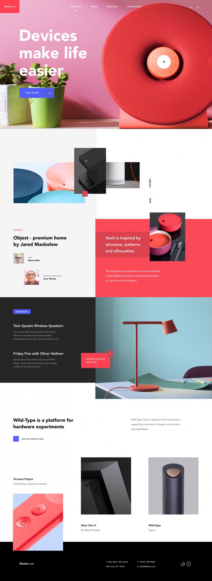 The Diseño landing page by Taras Migulko