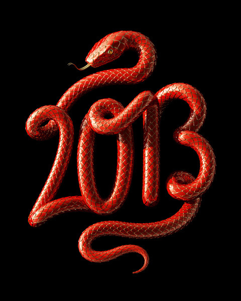 Typeverything.com Year of the Snake Art Print by David McLeod. #red #2013 #design #coiled #snake #typography