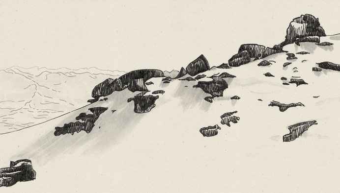 Les Diablerets #mountain #drawing #illustration #scenery #rocks #pen #scape #view