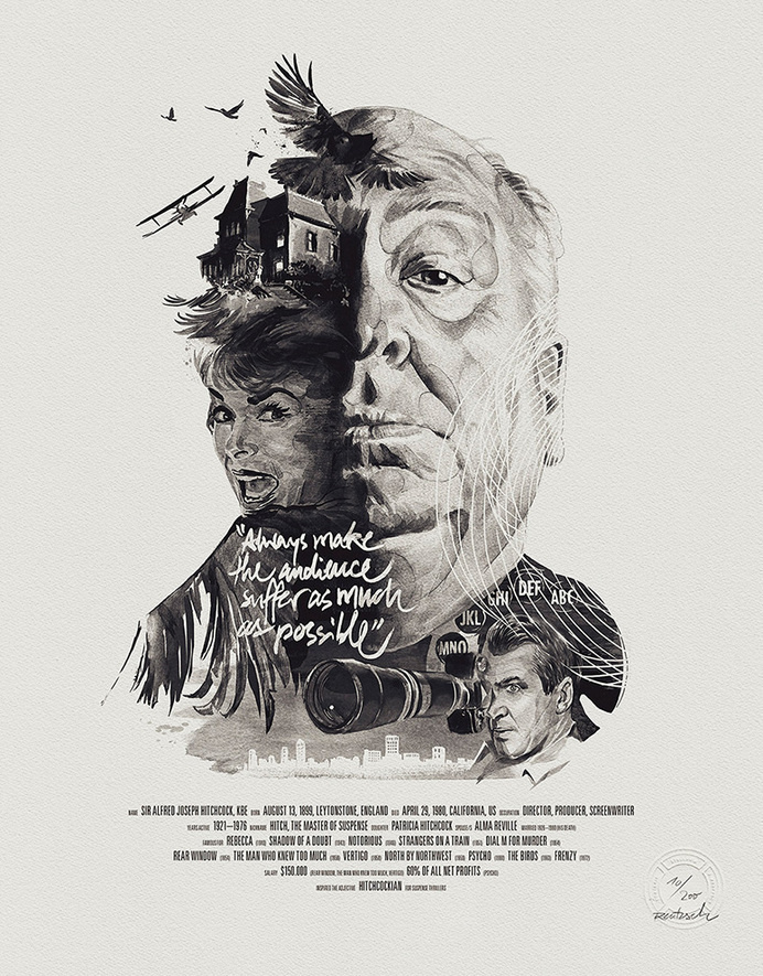 Hitchcock, cinema, illustration, birds, poster #hitchcock