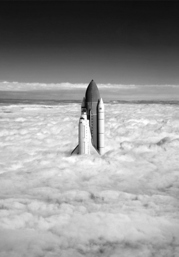space shuttle black and white