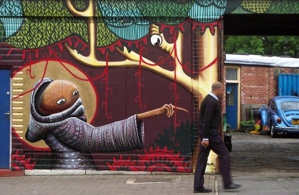 Colorful and surreal illustration on building street art #abstract #surrealism #art #street #surreal