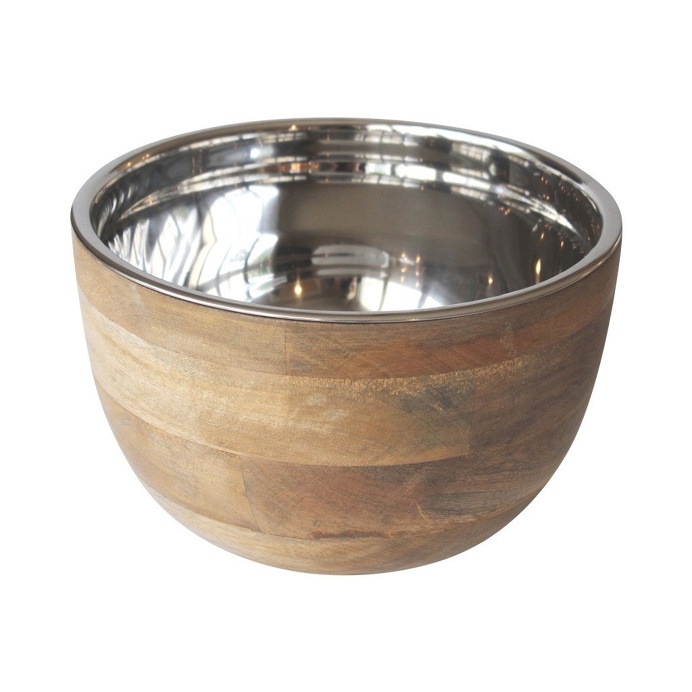 Timber Bowl with Stainless Steel Insert 14cm