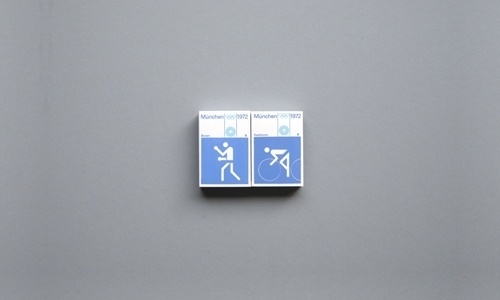 Otl Aicher 1972 Munich Olympics - Lighters Matchbooks and Matchboxes #otl #matchboxes #white #1972 #aicher #pictograms #blue #olympics #munich