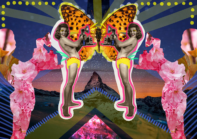 El elixir | Peperina Magenta #creative #arte #amor #woman #color #digital #ilustraciã³n #vintage #ilustration #art #collage #colour #love #work