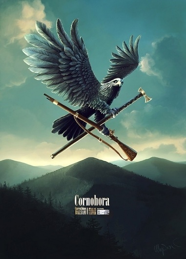 Cornohora Balsam : Lovely Package . Curating the very best packaging design. #rifle #tomahawk #bird #illustration #eagle