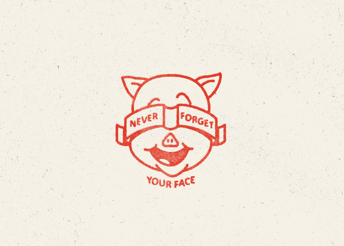 Never forget your face inspirational quote #porky #pig #illustration #vintage #type #drawing #typography