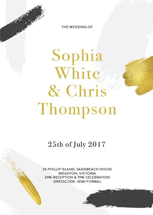Gold Strokes - Wedding Invitations #paperlust #weddinginvitation #weddingstationery #weddinginspiration #card #design #paper #digitalcard #