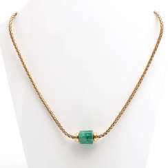 Necklace with 1 polished emerald crystal section