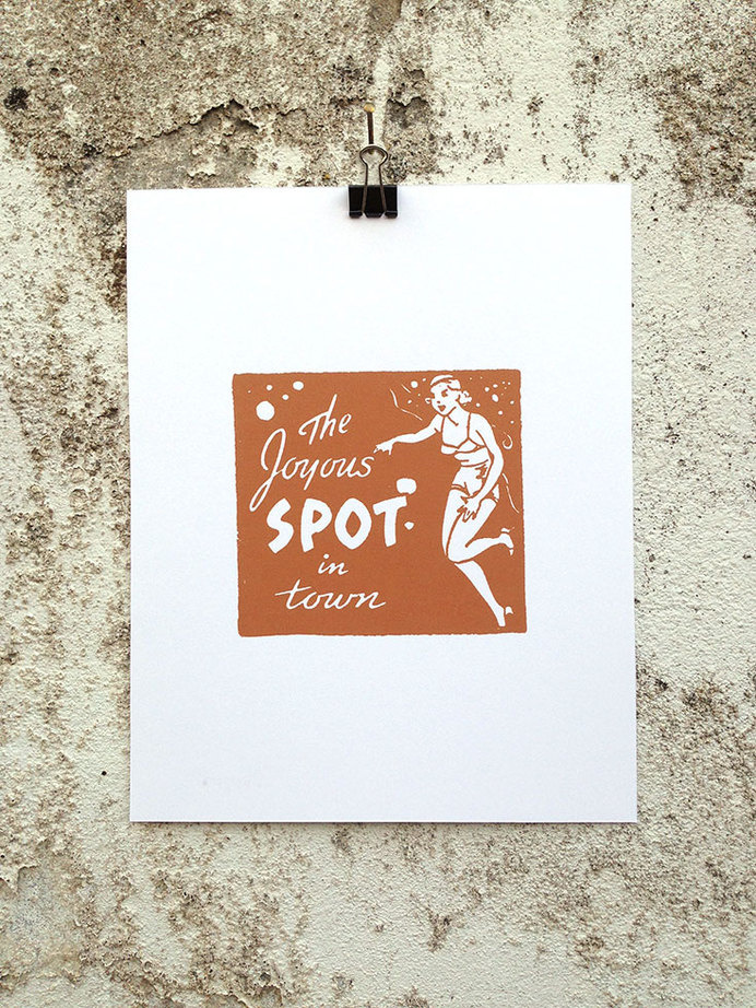 The Joyous Spot - 8 x 10 Mini Poster #kitsch #retro #girlie #illustration #vintage #etching #matchbook #art #burlesque