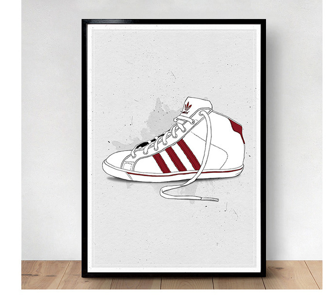 Adidas #adidas #white #red #shoes #illustration #poster