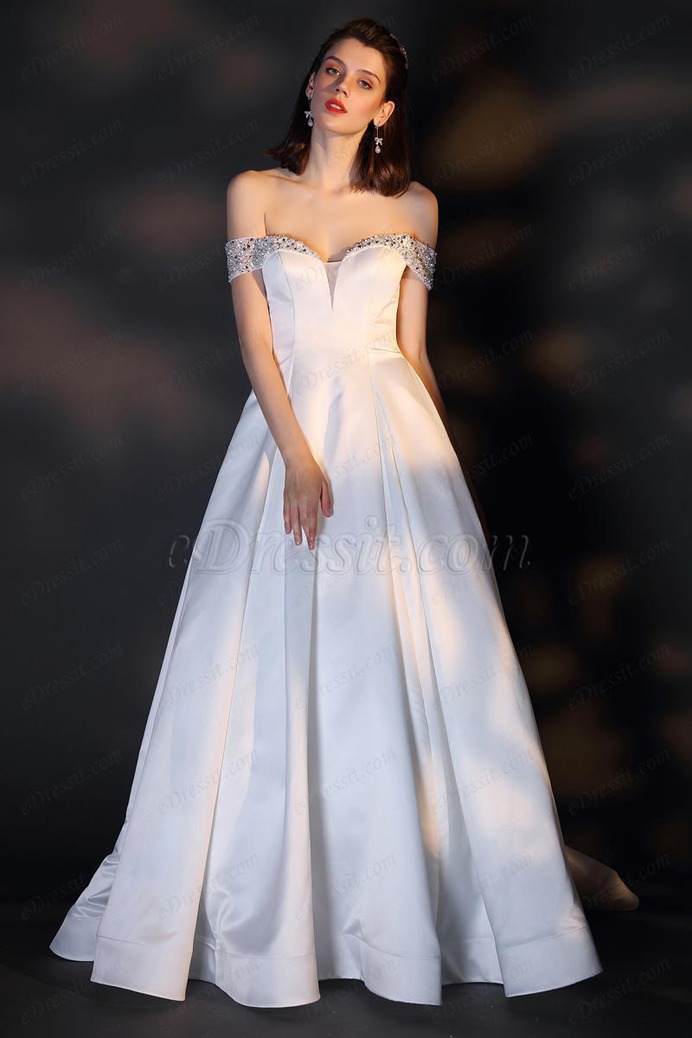 eDressit Sexy Off Shoulder V-Cut Beaded Wedding Bridal Dress (01201307)