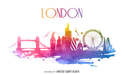 London watercolor skyline silhouette http://bit.ly/29kbQT7