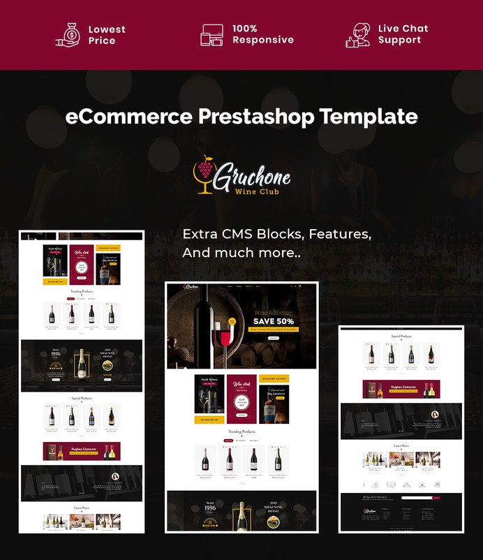 #Gruchone - #Wine #Club - #Prestashop #Responsive #Theme | #TemplateTrip #eCommerce #Website #Design #Template