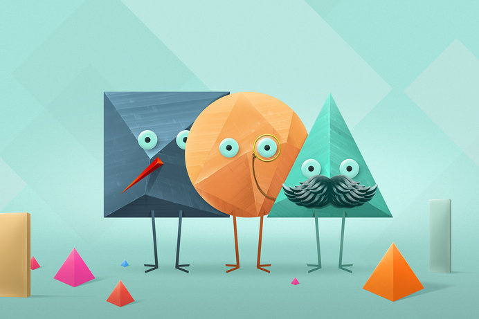 Square, sphere & a triangle! #erdokozi #geometry #wallpaper #illustration #triangle #square #minimal #sphere #erik #game #fun #characters