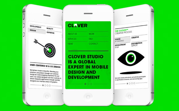 The digital+print visual identity for Clover, a mobile development studio from Zagreb, Croatia. MORE AT > https://www.behance.net/gallery/1 #luck #croatia #fresh #design #clean #digital #brand #behance #identity #zagreb #web #green