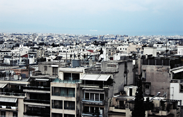 There is a sea on top of our roofs #urban #city #downtown #photography #sea #greece #blue #horizon #view #buildings #athens