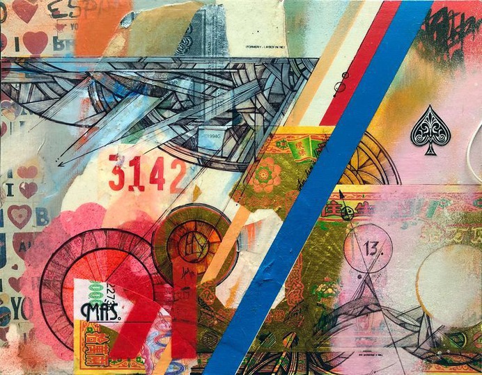 "When Chaos Is Beautiful" By Jova Durán

Recycled Packaging, Spraypaint, Acrylic, Gel Medium and Ink on Wood Board
12 x 12 in.
c. 2013

#art #collage #mixedmedia #painting #jovaduran