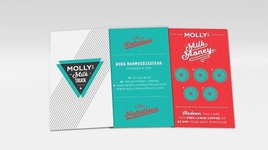 Molly's Milk Truck Business Card Design | Imagemme New York #truck #business #branding #card #triangle #milk