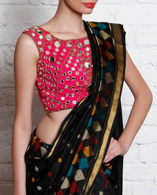 Sleeveless Mirror Work Blouse