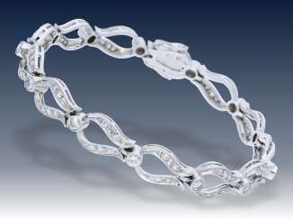 Armband: ausgefallenes, äußerst dekoratives vintage Diamant-Goldschmiedearmband, ca. 2,6ct, Schweden 1960