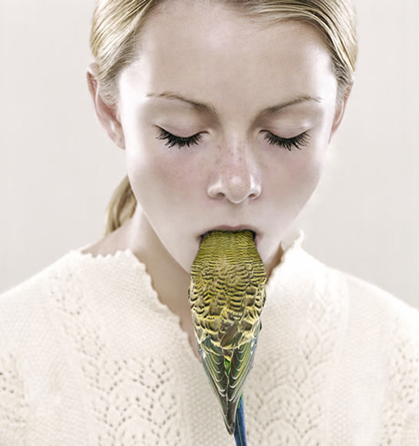 dear golden | vintage: disturbingly pretty #parrot #girl