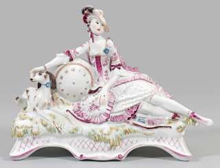 Figurenuhr with hunter and dog #Sets #Teasets #Porcelainsets #Antiqueplates #Plates #Wallplates #Figures #Porcelainfigurines #porcelain