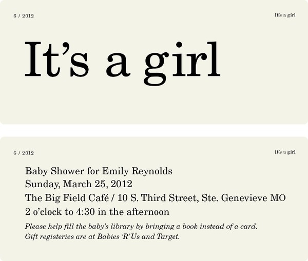 it's a girl / LAURA COGGINS #type #invitation