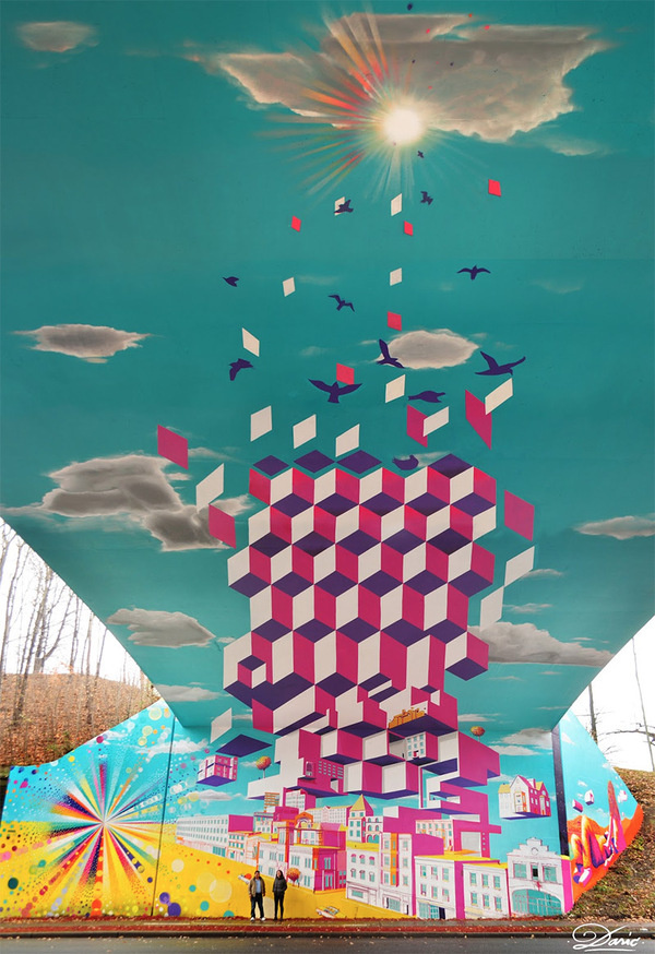 Overpass Illusion and Other Murals by Dasic #painting #mural #art