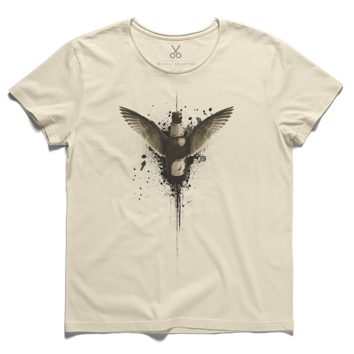 #derbeder #beige #tee #tshirt #beer #bukowski #bottle #wings #alcoholic #beige