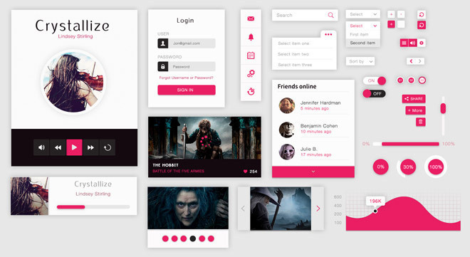 Crystallize Material UI Kit PSD