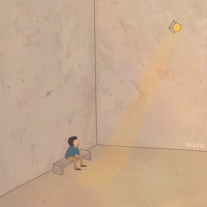 there is a crack in everything, that's how the light gets in. ❑ illustration by @iSKiii www.iskistudio.com #character #anthem #jakarta #lyrics #indonesia #digital #illustration #art #illo #drawing