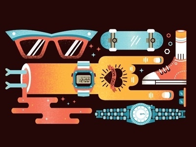 Dribbble - Cultshop Illustration by Olga Vasik #collection #illustration #skate #texture