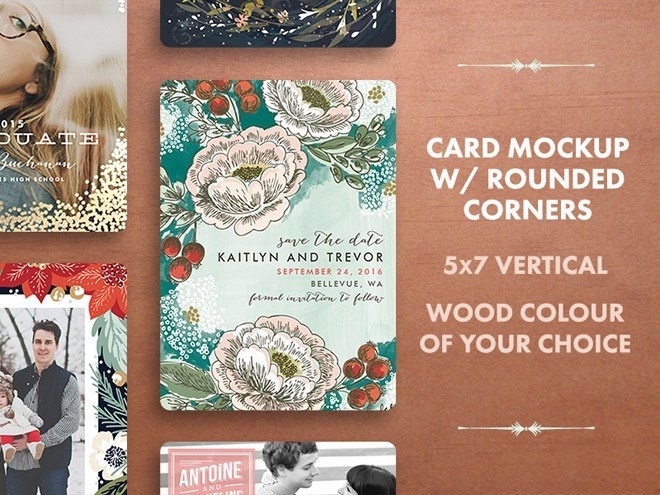 Free Holiday Card Mockup With Rounded Corner