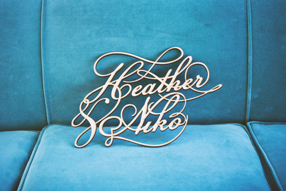 Event Design, Heather's Bridal Shower, Featherlove Photography, Backyard Party, Breakfast at Tiffany's #metal #lettering #wedding #typography