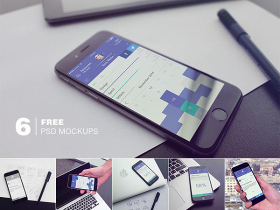 6 Free Photorealistic iPhone6 PSD mockups