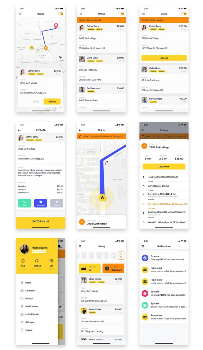 Driver Booking UI Kit for Taxi