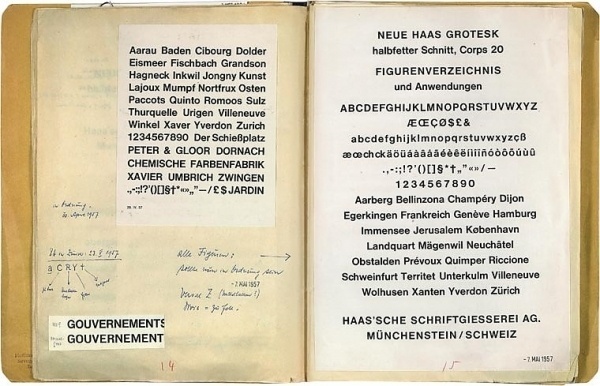 Neue Haas Grotesk — History / Bench.li #math #yellow #retro #book #vintage #layout #collage #typography