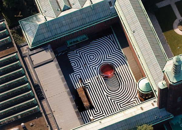 Courtyard of Museum Boijmans van Beuningen in Rotterdam, designed by Thonik (2008).Supergraphics – Transforming Space: Graphic Design for #thonik #transforming #museum #boijmans #courtyard #beuningen #van #rotterdam #space #supergraphics #graphic #design #designed #2008