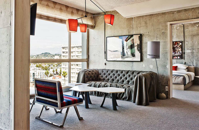 Hotel with Concrete Walls and Vintage Decor - #hotel, #decor, #interior