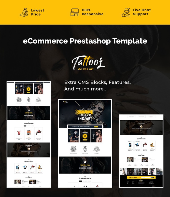 #Tattooz - #Ink #Art & #Machine - #Prestashop #Responsive #Theme #eCommerce #Website #Design #Template