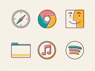 Icons #apple #line #icons #illustration #colour #osx
