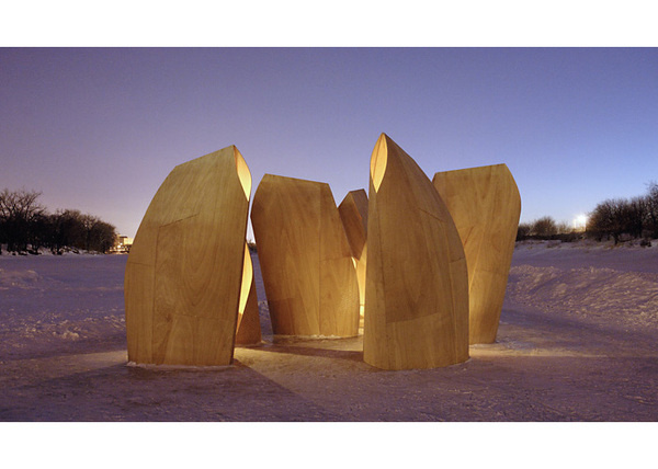 Patkau Architects Winnipeg Skating Shelters #wood #architecture #glow