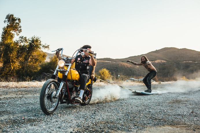 chopper motorcycle surfing

