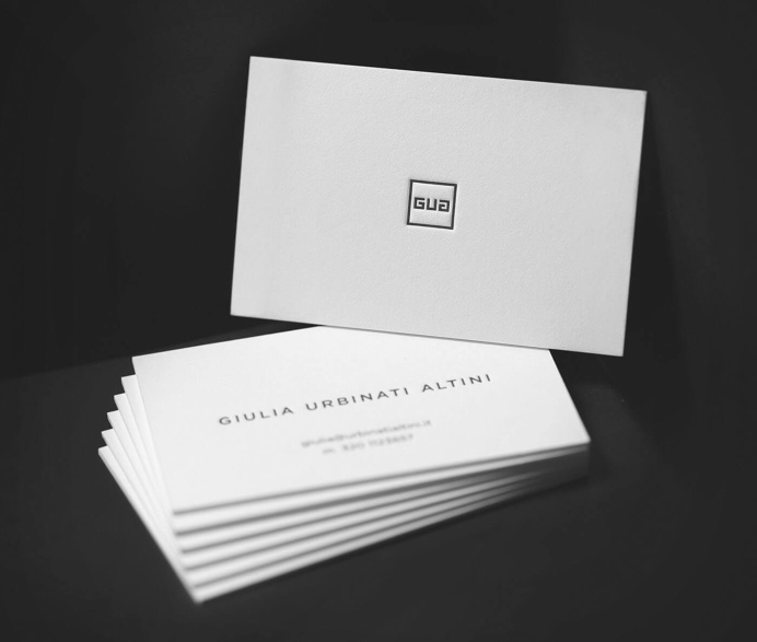 Giulia Urbinati Altini / Personal Brand Business Cards tags: brand, personal brand, logo, social media, black and white, minimal, letterpre