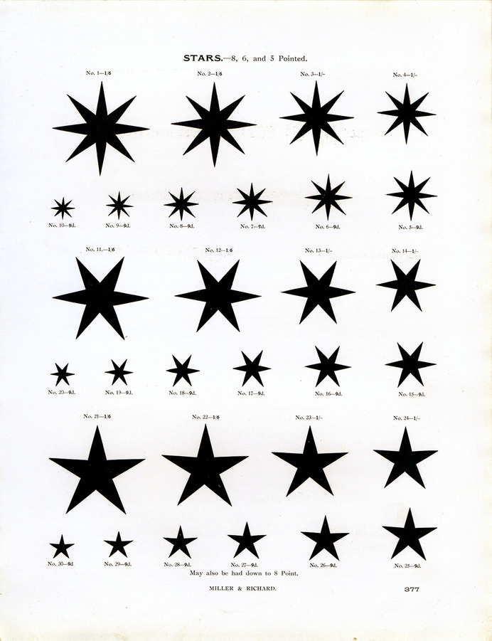 Type specimen of stars by Miller & Richard #type specimen #stars