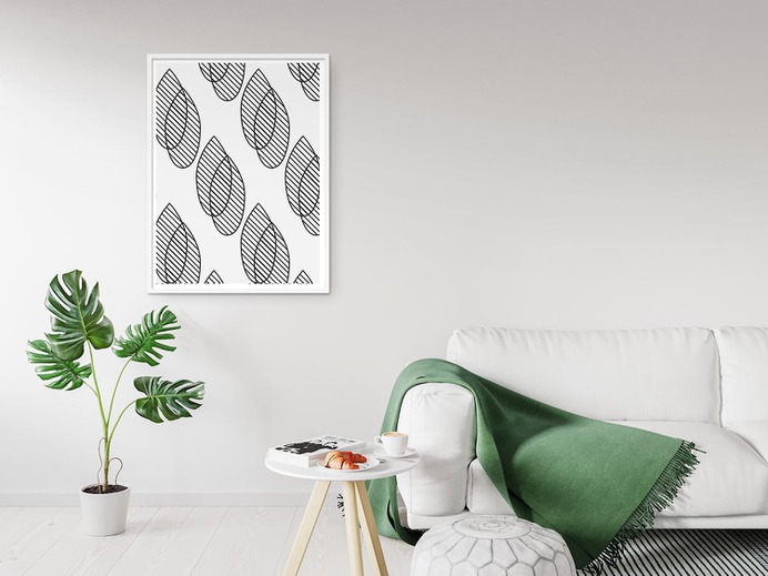 Scandinavian Geometric Leaf Pattern Wall Art Poster Design