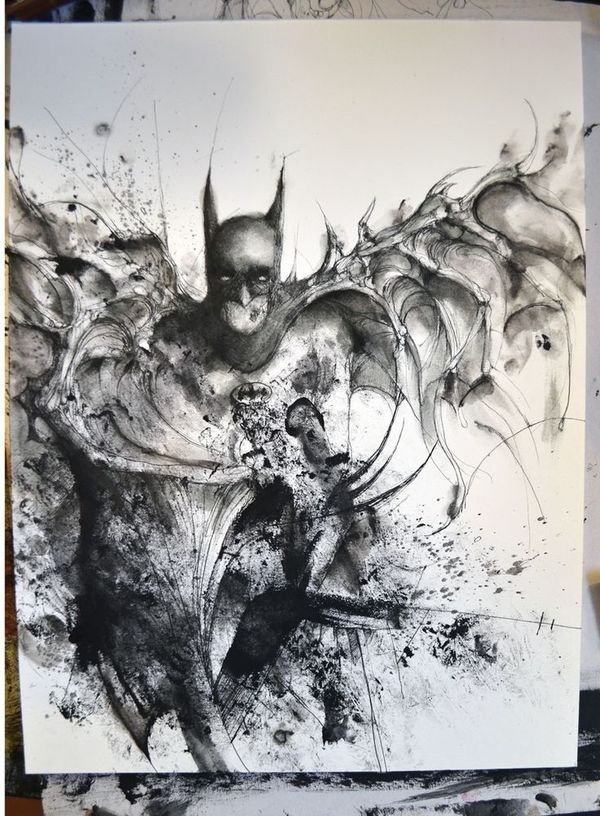Painting by Eric Lacombe #black #batman #illustration #painting #drawing
