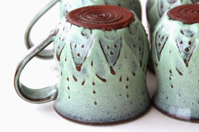 Stoneware Mugs in Aqua Mist - Back Bay Pottery #ceramics #pottery #mug #stoneware #back bay pottery