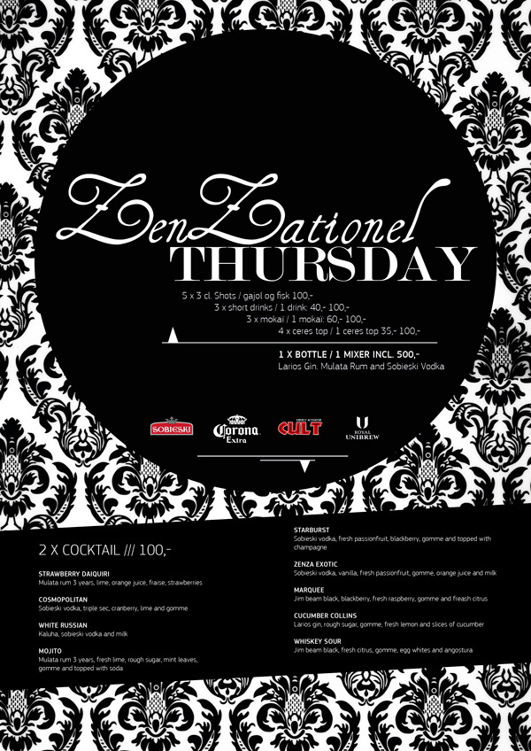 Zenza thursday cocktail card #flyer #design #drinks #minimal #poster #wallpaper